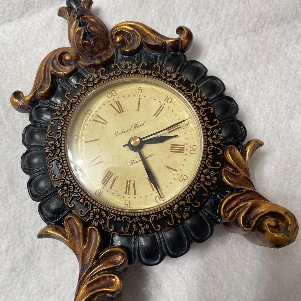 Richard Ward Westminster table clock. Black and bronze